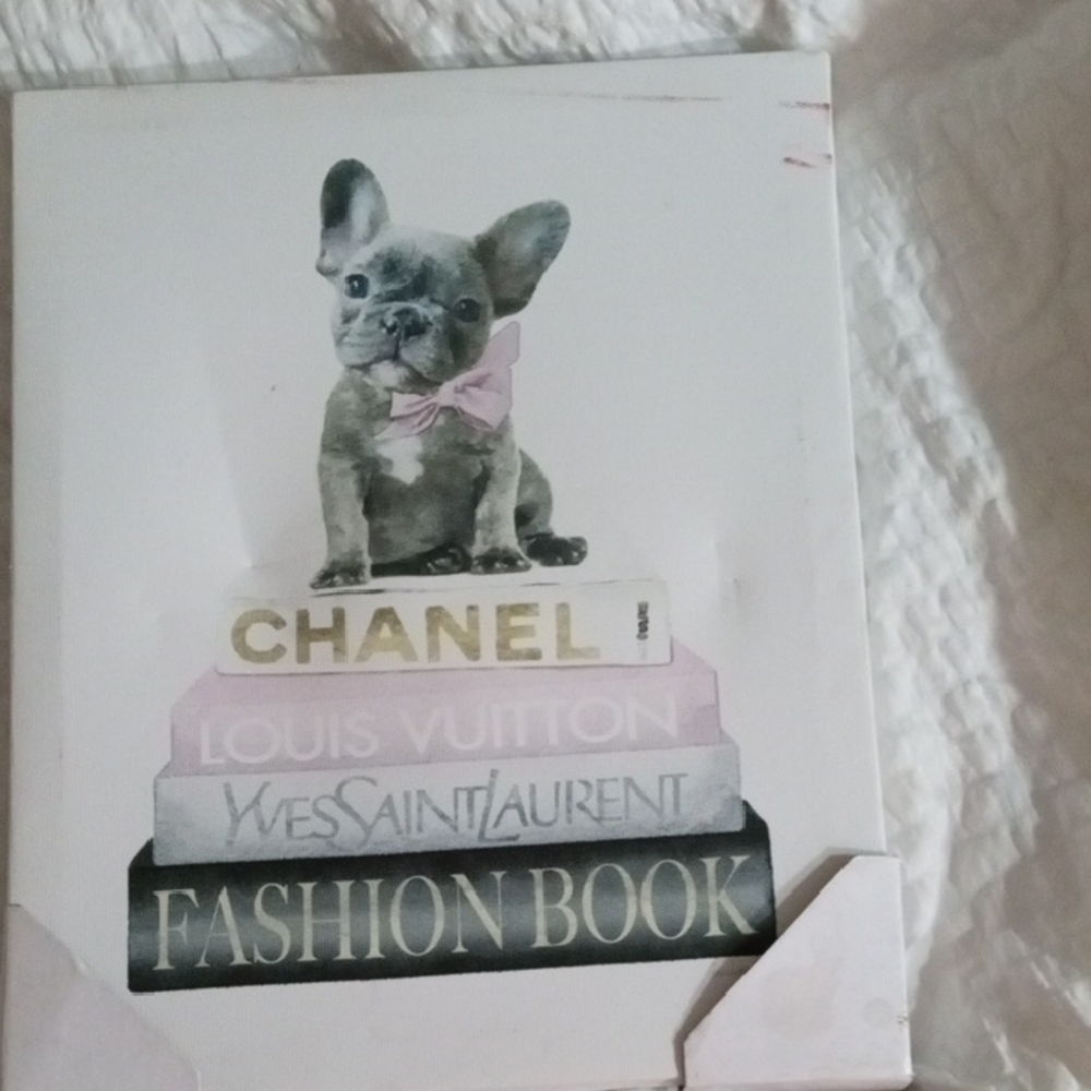 CHANEL Fashion Book Canvas with French Bulldog